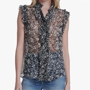 7 For All Mankind Women's Sleeveless Ruffle Top, size M, Excellent condition!